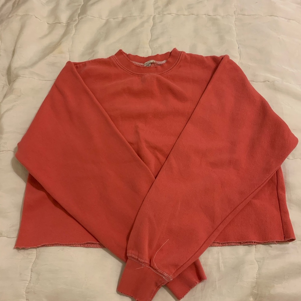 red cropped sweatshirt
